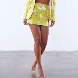 Fashion Nova Poppy Embroidered Yellow Mini Skirt NWT